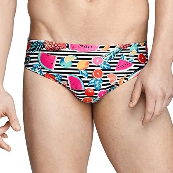 Speedo Other - Speedo Size 26 -Men's Swimsuit Brief - (Black/White Stripe w/ Fruit)